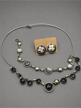 Vintage Alpaca set Onyx and Abalone  Two sided